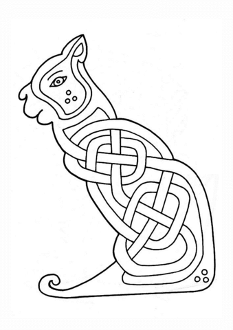 Celtic Cat Design Coloring Page